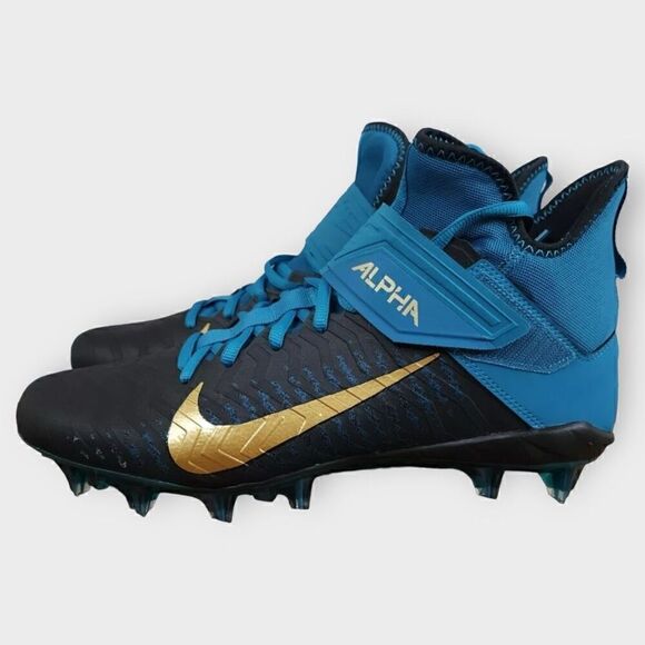 Nike Alpha Menace Pro 2 Football Cleats Teal Black Gold BV3945-403 Mens size 13 - Picture 5 of 8